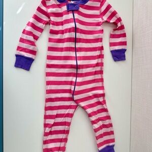 Hanna Andersson Pink Stripe Zip Sleeper with Purple Trim